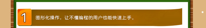 1、圖形化操作，讓不懂編程的用戶也能快速上手。